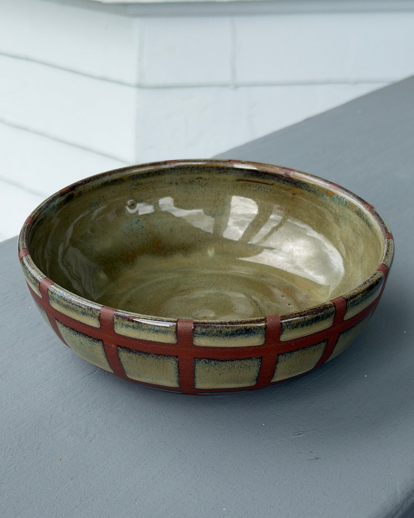 Checkered Bowl in 'fern'